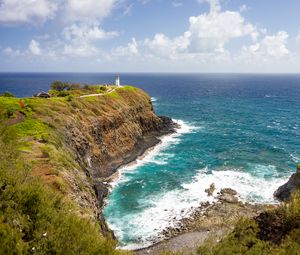 Preview wallpaper lighthouse, coast, cliff, sea