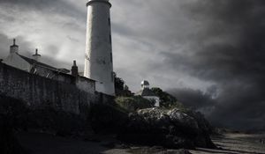 Preview wallpaper lighthouse, coast, pebbles