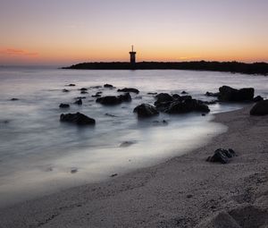 Preview wallpaper lighthouse, coast, rocks, sea