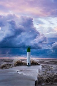 Preview wallpaper lighthouse, coast, rocks, surf