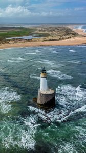 Preview wallpaper lighthouse, foam, coast, nature