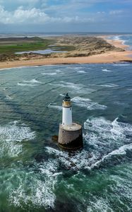 Preview wallpaper lighthouse, foam, coast, nature
