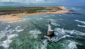 Preview wallpaper lighthouse, foam, coast, nature