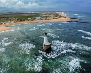 Preview wallpaper lighthouse, foam, coast, nature