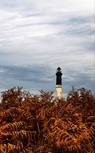 Preview wallpaper lighthouse, grass, sky, clouds