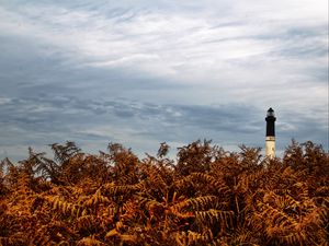 Preview wallpaper lighthouse, grass, sky, clouds