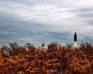 Preview wallpaper lighthouse, grass, sky, clouds