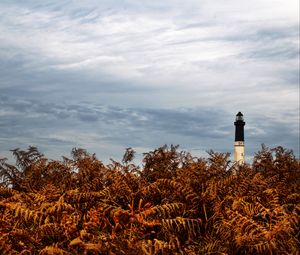 Preview wallpaper lighthouse, grass, sky, clouds