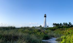 Preview wallpaper lighthouse, grass, trail, sky