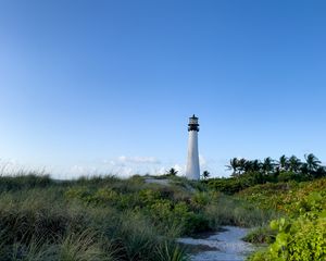 Preview wallpaper lighthouse, grass, trail, sky