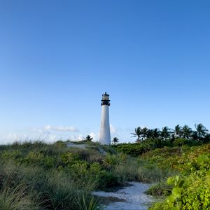 Preview wallpaper lighthouse, grass, trail, sky