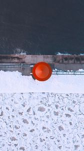 Preview wallpaper lighthouse, ice, aerial view, sea
