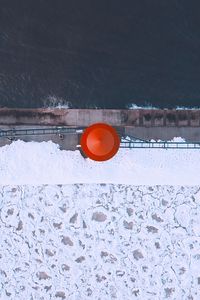 Preview wallpaper lighthouse, ice, aerial view, sea