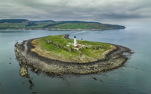 Preview wallpaper lighthouse, island, aerial view