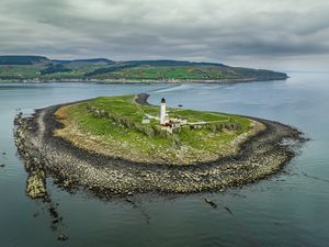 Preview wallpaper lighthouse, island, aerial view