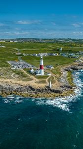 Preview wallpaper lighthouse, island, buildings, sea