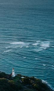Preview wallpaper lighthouse, island, sea, waves, nature