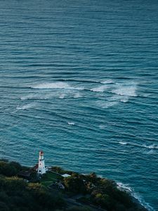 Preview wallpaper lighthouse, island, sea, waves, nature