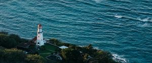 Preview wallpaper lighthouse, island, sea, waves, nature