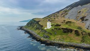 Preview wallpaper lighthouse, island, sea, nature, relief