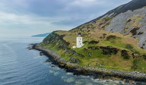 Preview wallpaper lighthouse, island, sea, nature, relief