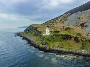 Preview wallpaper lighthouse, island, sea, nature, relief