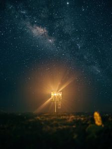 Preview wallpaper lighthouse, lantern, light, stars, night, sky, dark