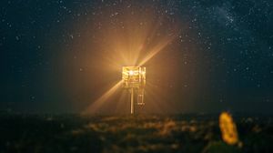 Preview wallpaper lighthouse, lantern, light, stars, night, sky, dark