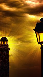 Preview wallpaper lighthouse, lantern, sky, storm, night