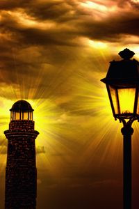 Preview wallpaper lighthouse, lantern, sky, storm, night