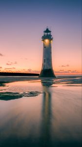 Preview wallpaper lighthouse, light, shore, evening