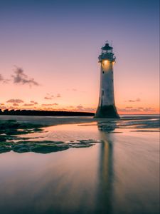 Preview wallpaper lighthouse, light, shore, evening