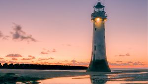 Preview wallpaper lighthouse, light, shore, evening