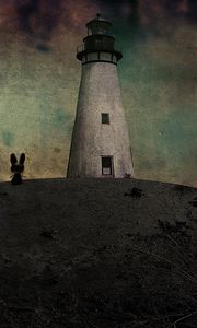 Preview wallpaper lighthouse, mouse, drawing, evening, shadows