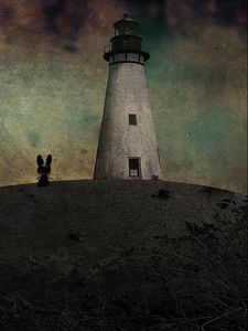 Preview wallpaper lighthouse, mouse, drawing, evening, shadows