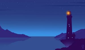 Preview wallpaper lighthouse, night, vector, art