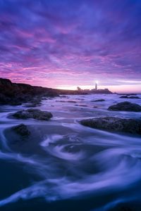 Preview wallpaper lighthouse, ocean, night, pescadero, united states