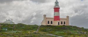 Preview wallpaper lighthouse, path, greenery, clouds