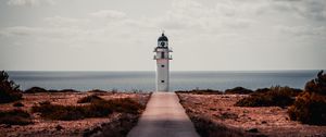 Preview wallpaper lighthouse, path, shore, sea, building