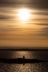 Preview wallpaper lighthouse, pier, island, sea, evening