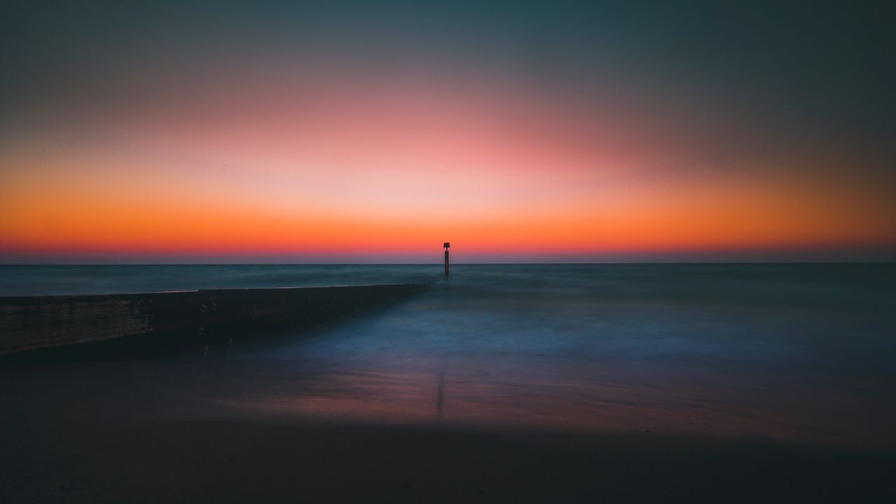 Wallpaper lighthouse, pier, sea, horizon