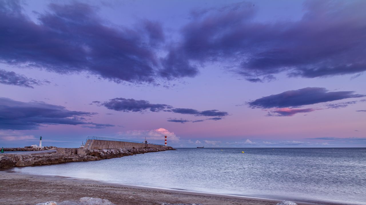 Wallpaper lighthouse, pier, sea