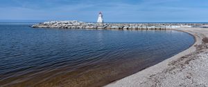 Preview wallpaper lighthouse, pier, sea, shore