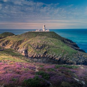 Preview wallpaper lighthouse, relief, flowers, sea