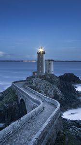Preview wallpaper lighthouse, road, bridge, sea, landscape