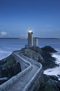 Preview wallpaper lighthouse, road, bridge, sea, landscape