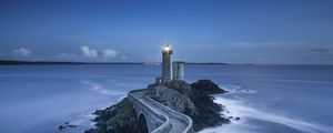 Preview wallpaper lighthouse, road, bridge, sea, landscape