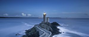 Preview wallpaper lighthouse, road, bridge, sea, landscape