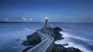 Preview wallpaper lighthouse, road, bridge, sea, landscape