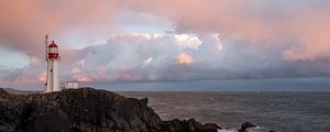 Preview wallpaper lighthouse, rock, cliff, sea